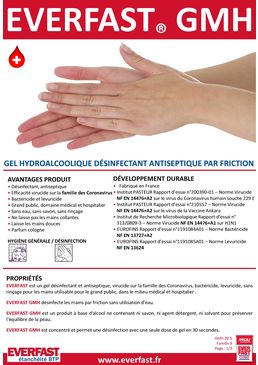 Gel hydroalcoolique désinfectant antiseptique par friction | EVERFAST GMH