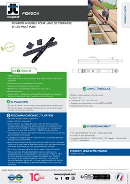 Système pour la fixation invisible de lame de terrasse bois | FIXEGO 