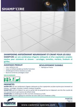 Shampooing antidérapant nourrissant et cirant pour les sols | CADENTIA SHAMP’CIRE