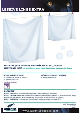 Lessive liquide machine parfumée blanc et couleurs | CADENTIA LESSIVE LINGE EXTRA