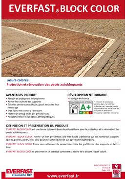 Lasure polyuréthane colorée pour la protection et la rénovation des pavés autobloquants | EVERFAST BLOCK COLOR