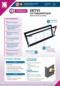 Châssis de façade de désenfumage Pneumatique ou Électrique à mécanisme apparent