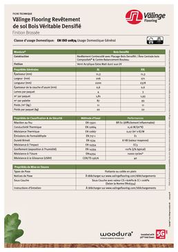 Revêtement de sol en bois densifié véritable - Monolame Brossée Extra Large XXL 271mm - Woodura-346005