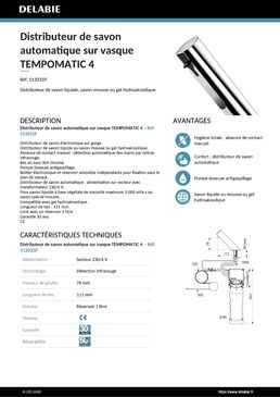 Distributeur de savon automatique sur vasque TEMPOMATIC 4 | Réf. 512031P