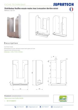 Distributeur feuilles essuie-mains inox à intégrer derrière miroir