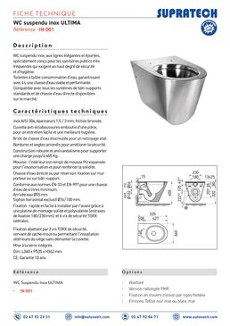 Cuvette WC suspendue en acier inoxydable | ULTIMA